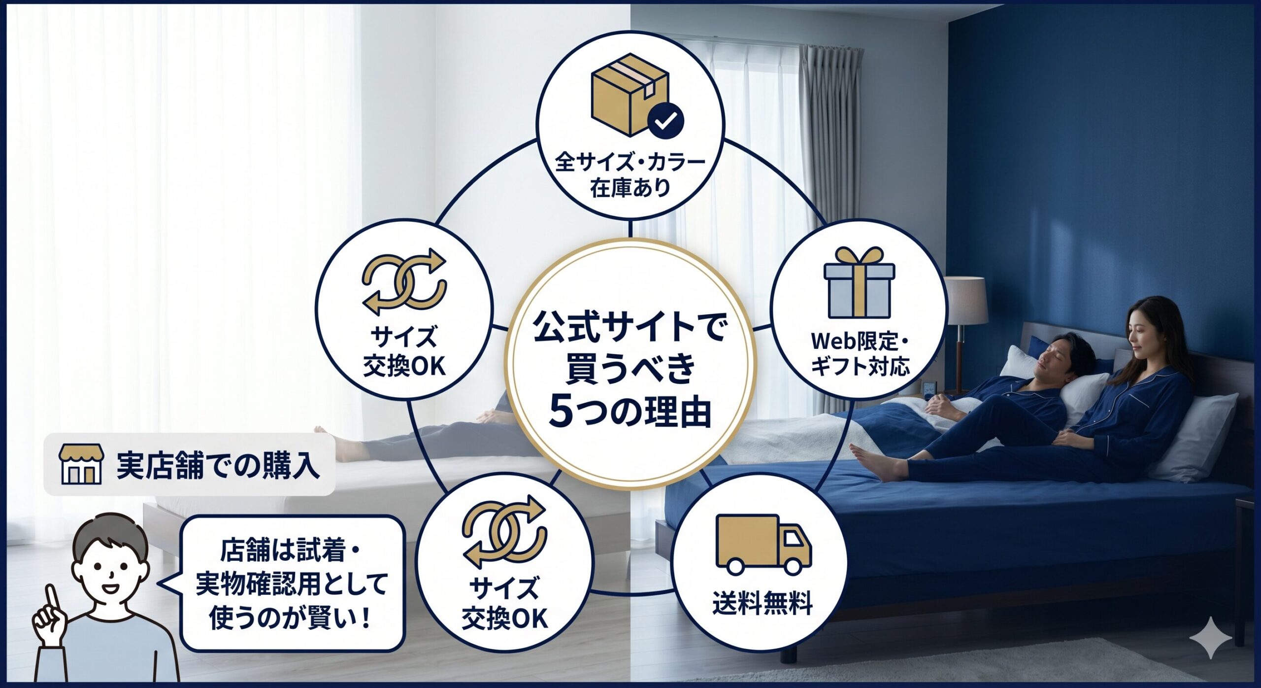 実店舗 vs 公式サイト 5つのメリット図解