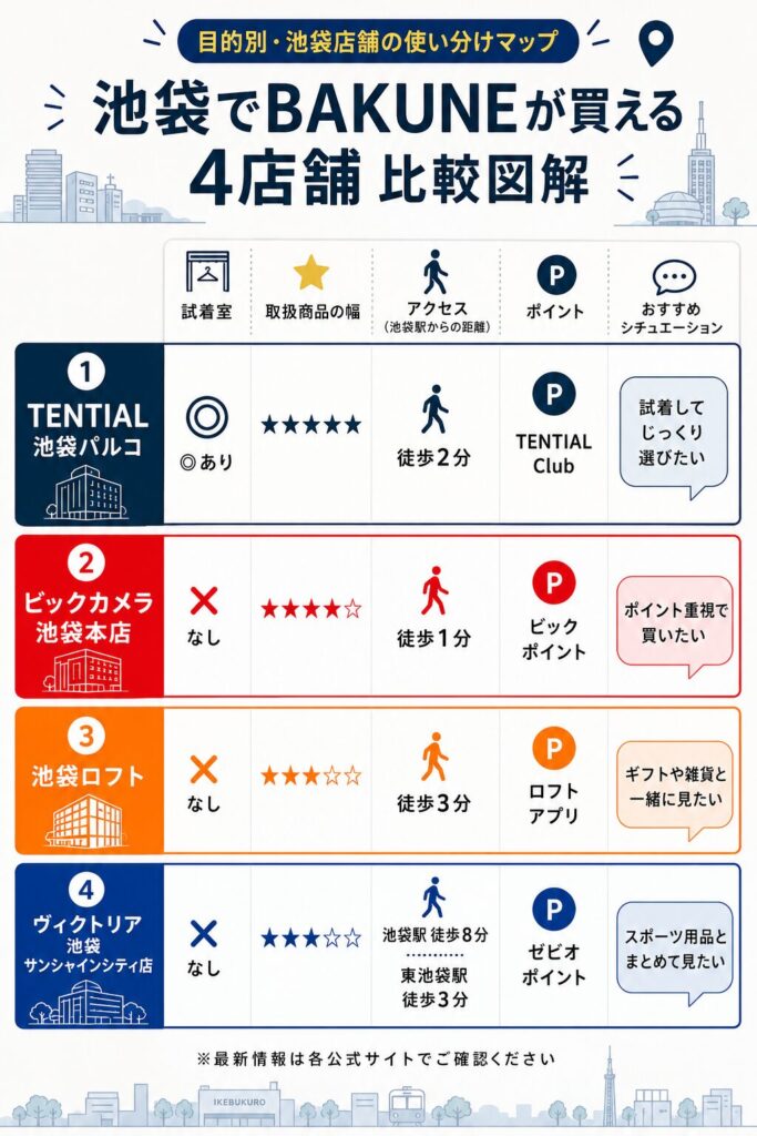 目的別・池袋店舗の使い分けマップ