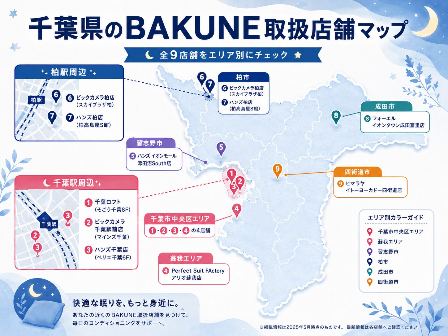 千葉のBAKUNE（バクネ）取扱店舗マップ