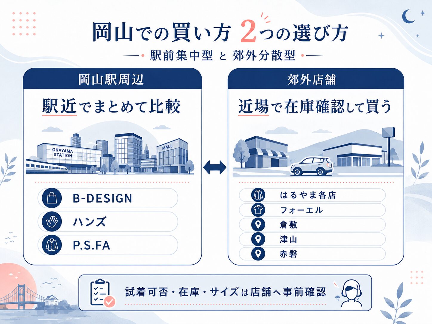 岡山での買い方「駅前集中型」と「郊外分散型」